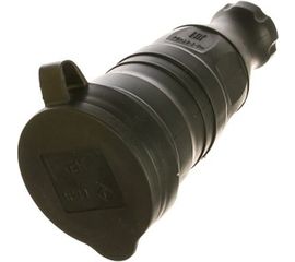 Кабельная розетка IEK, ОМЕГА, с заземлением, с крышкой, 1-м, IP44, РБп13-1-0м, ИЭК, черный PKR21-016-2-K02 