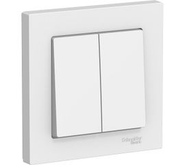 Двухклавишный выключатель Schneider Electric ATLAS DESIGN сх.5 10АХ в сборе белый ATN000152 