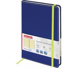 Блокнот BRAUBERG Office А5 148x218 мм, под кожу, резинка, 80 л, синий, 111028 
