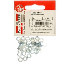 Шестигранная гайка DIN 934 оцинкованная М5, 40шт - пакет Tech-Krep 103024 