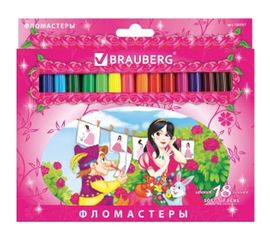 Фломастеры BRAUBERG Rose Angel, 18 цветов вентилируемый колпачок, 150557 