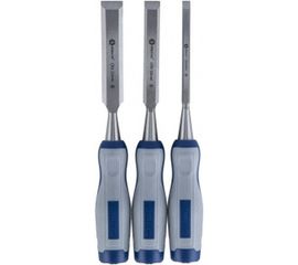 Набор плоских стамесок: 8, 16, 22мм, длина 140мм, CR-V, двухкомпонентные рукоятки, 3шт КОБАЛЬТ 245-664 