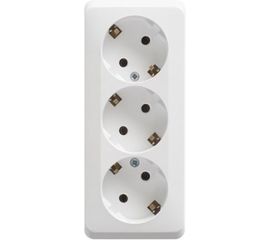 Тройная розетка Schneider Electric ЭТЮД, O/У, с заземлением, без шторок, 16А, 250B, белый PA16-011B 
