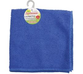 Салфетка универсальная ЛЮБАША, 30 x 30 см, из микрофибра, синяя, ЭКОНОМ, 603949 