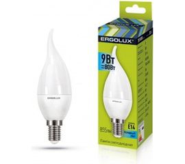 Светодиодная лампа Ergolux LED-CA35-9W-E14-4K свеча на ветру, 9Вт, E14, 4500K, 180-240В 14227 