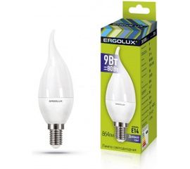 Светодиодная лампа Ergolux LED-CA35-9W-E14-6K свеча на ветру, 9Вт, E14, 6500K, 180-240В 14233 