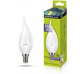 Светодиодная лампа Ergolux LED-CA35-11W-E14-6K свеча на ветру, 11Вт, E14, 6500K, 180-240В 14234 