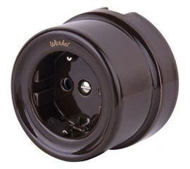 Розетка Werkel WL18-03-02 с заземлением и шторками Ретро a036808 