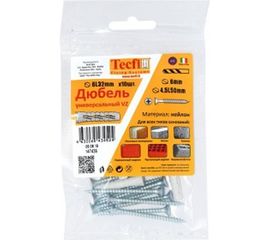 Универсальный дюбель Tecfi VZ нейлон 6x32 с шурупом 10 шт - пакет 147439 
