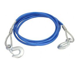 Буксировочный трос MEGAPOWER 4500кг длина 4м, стальной D=8мм в оплетке с крюками M-75008 