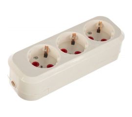 Розетка переносная разборная STEKKER 3 гнезда с заземлением 250В 16A IP20 белая, PST16-310-20 39011 