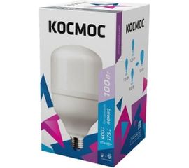 Светодиодная лампа Космос HWLED 100W 220V E27 6500K переходник в комплекте на Е40 LksmHWLED100WE2765 