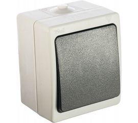 Одноклавишный выключатель STEKKER открытой установки 250В, 10А, серый/графит, PSW10-111-54 32752 