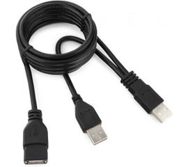 Кабель-удлинитель Cablexpert USB 2.0 Pro, 2xAM/AF, 1.8м, экран, черный, пакет CCP-USB22-AMAF-6 