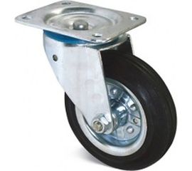 Поворотное колесо на площадке Brante 125 мм черная резина 104204 