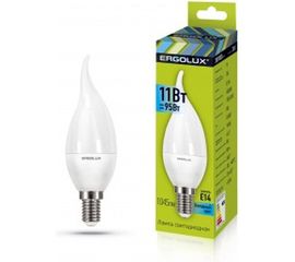 Светодиодная лампа Ergolux LED-CA35-11W-E14-4K свеча на ветру, 11Вт, E14, 4500K, 180-240В 14235 