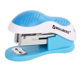 Степлер №24/6, 26/6 BRAUBERG МИНИ JET, до 15 листов, эргономичный, бело-голубой, 227758 