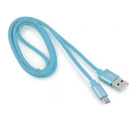 Кабель USB 2.0 Cablexpert, AM/microB, серия Silver, длина 1м, блистер, синий CC-S-mUSB01Bl-1M 