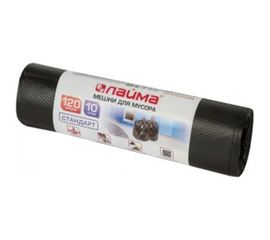 Мешки Стандарт (10 шт; 120 л; 70х110 см; 14 мкм; ПНД; черные) для мусора ЛАЙМА 601385 