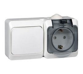 Блок Schneider Electric ОП Этюд IP44 белый, 1-клавишный выключатель+евророзетка з/ш SchE BPA16-241B 