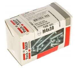 Винт DIN 7985 с полукруглой головкой, оцинкованный М4х30, 100шт - коробка Tech-Krep 105221 
