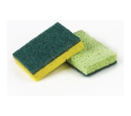 Бытовые губки ЛАЙМА КОМПЛЕКТ 2шт целлюлозные губчатые c абразивом 20x95x65 мм 605487 