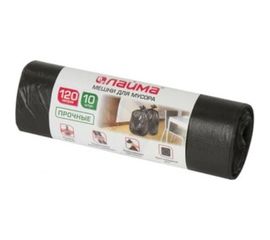 Мешки (10 шт; 120 л; 70х110 см; 18 мкм; ПНД; черные) для мусора ЛАЙМА 601386 