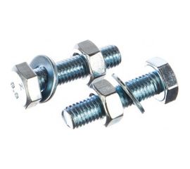 Болт Tech-Krep DIN933 с шестигранной головкой, оцинкованный М10х40 + гайка + шайба 2 шт - пакет 114055 