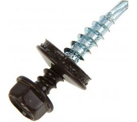 Кровельный саморез Tech-Krep КР сверло 4,8х28 RAL-8019 коричневый 60 шт, коробка с окном 124633 