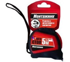Рулетка с автостопом и магнитом Монтажник 5 м х 25 мм 602525 