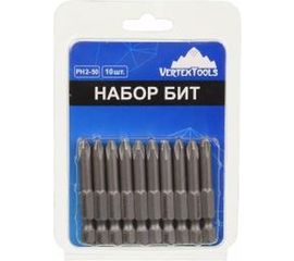 Набор бит PH2х50 10 шт. Vertextools БТ-PH2-50 