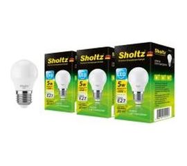 Комплект из 3 светодиодных ламп Sholtz шар 5Вт E27 4200К G45 220-240В пластик LEB3024T 