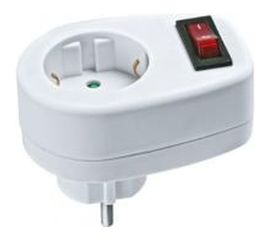 Переходник с выключателем Navigator NAD-1E-СS-WH, 1 гнездо 94669 