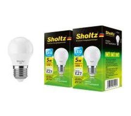 Комплект из 2 светодиодных ламп Sholtz шар 5Вт E27 4200К G45 220-240В пластик LEB3024D 