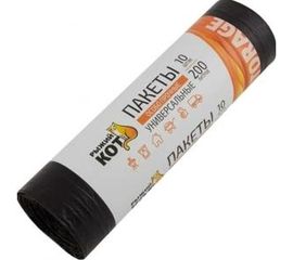 Пакеты универсальные черные особо прочные (10 шт; 200 л; 30 мкм) Рыжий кот 006978 