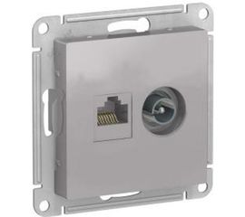 Двойная компьютерная+ТВ розетка Schneider Electric ATLASDESIGN RJ45+TV, категория 5E, АЛЮМИНИЙ ATN000389 