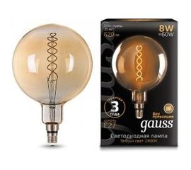 Лампа Gauss LED Vintage Filament Flexible G200 8W E27 200x300mm Amber 620lm 2400K 1/6 154802008 