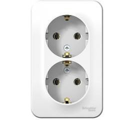 Двойная розетка Schneider Electric BLANCA открытой установки, с заземлением, без шторок, белый BLNRA010211 