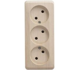 Тройная розетка Schneider Electric ЭТЮД, O/У без заземления, без шторок, 16А 250B сосна PA16-009D 