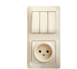 Блок: розетка + 3-клавишный выключатель Schneider Electric GLOSSA БЕЖЕВЫЙ GSL000276 