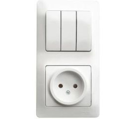 Блок розетка + 3-клавишный выключатель Schneider Electric GLOSSA БЕЛЫЙ GSL000176 