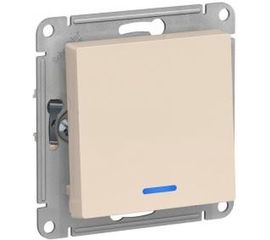 1-клавишный выключатель Schneider Electric ATLASDESIGN с подсветкой, 10АХ, БЕЖЕВЫЙ ATN000213 