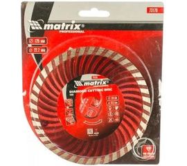 Диск алмазный отрезной Turbo (125х22.2 мм) для угловых шлифмашин Matrix 73179 