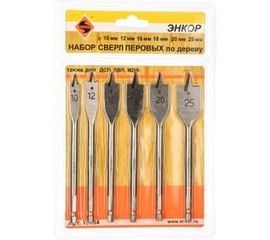 Набор сверл перовых (6 шт; 10-25х152 мм) по дереву Энкор 19184 