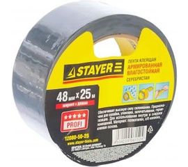 Клейкая лента армированная серебристая (50 мм; 25 м) укрепленная тканью Stayer 12080-50-25 