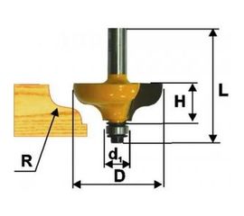 Фреза кромочная калевочная (38.1х16 мм; R 6.3 мм; хвостовик 8 мм) по дереву Энкор 9257 