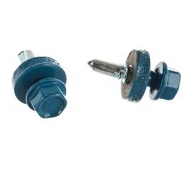 Саморезы Зубр для крепления кровельных материалов к деревянной обрешетке, цвет RAL 5009 небесно-голубой, оцинкованный, 5,5x19мм, 2500шт 4-300310-55-019-5009 