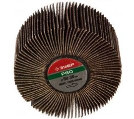 Круг шлифовальный веерный лепестковый (60х30 мм; P80; тип КЛО) Зубр 36602-080 