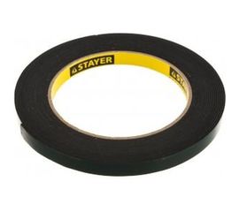Лента PROFI клейкая монтажная на вспененной основе (5 м; 9 мм; черная) STAYER 12233-09-05 