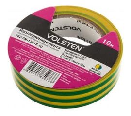 Изолента Volsten V02-7M-13х15-10 0,13х15 мм, желто-зеленая, 10 метров 10287 